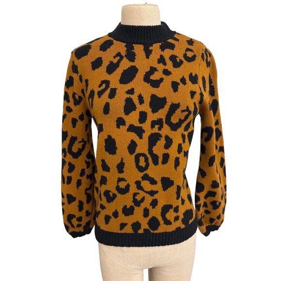 Who What Wear S Leopard Print Wild Animal Pretty Classic Pattern Sweater - Picture 1 of 10